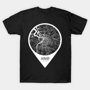 Antwerp, Belgium City Map - Travel Pin T-Shirt